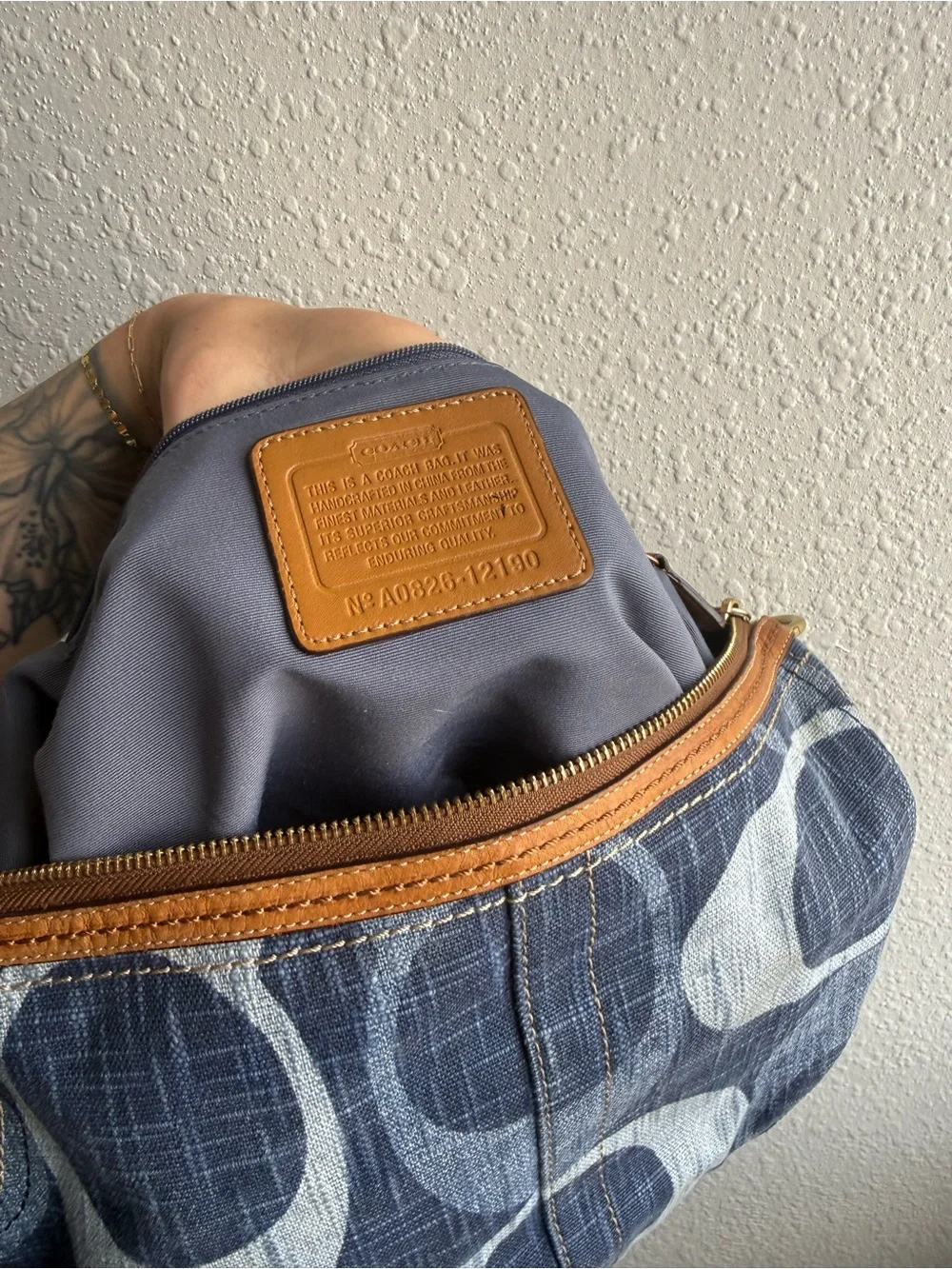 RARE Y2K Coach Carly Denim Hobo Shoulder Bag #12190